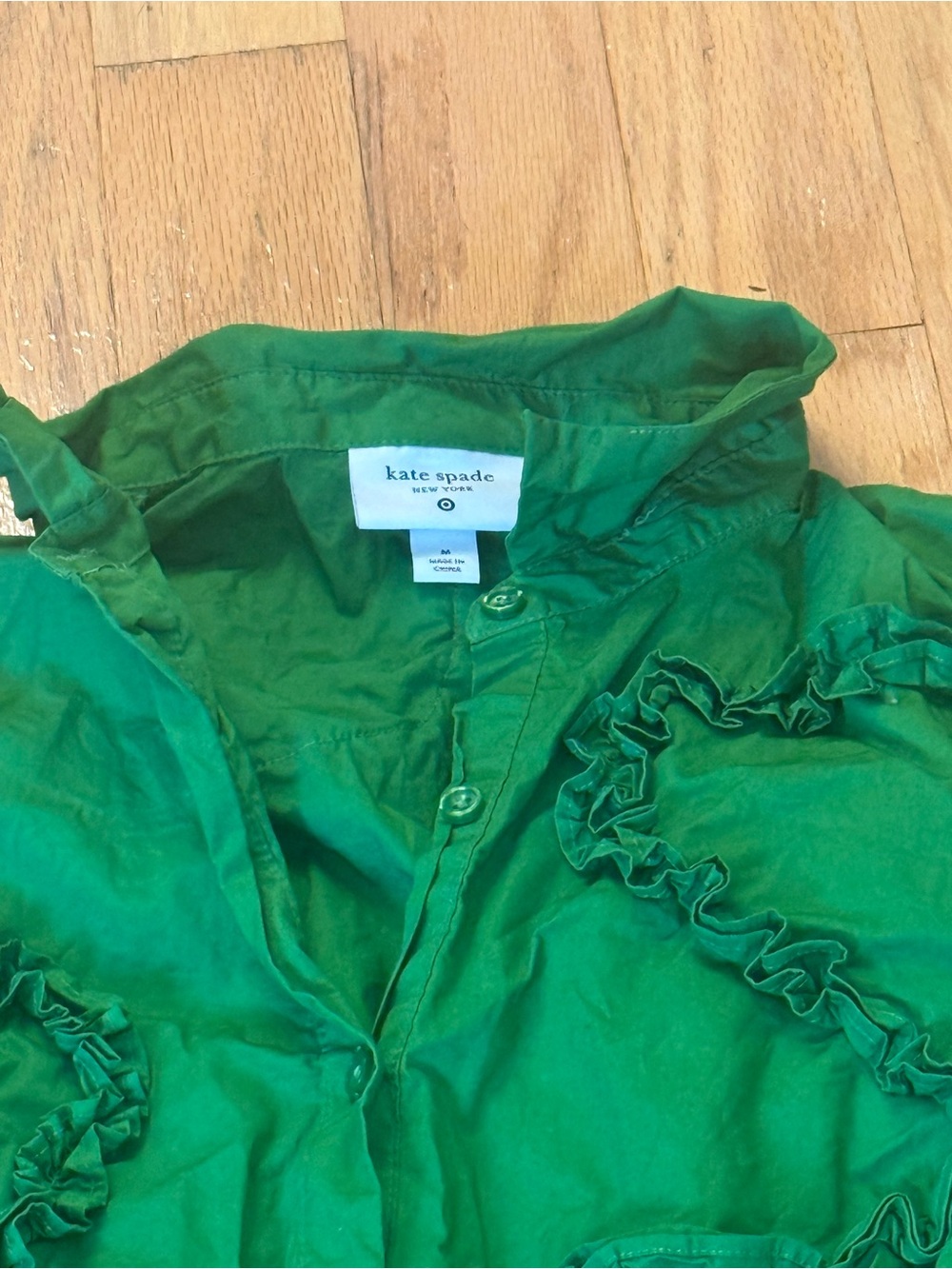 kate spade New York Emerald Ruffle-Trim Button Midi Dress